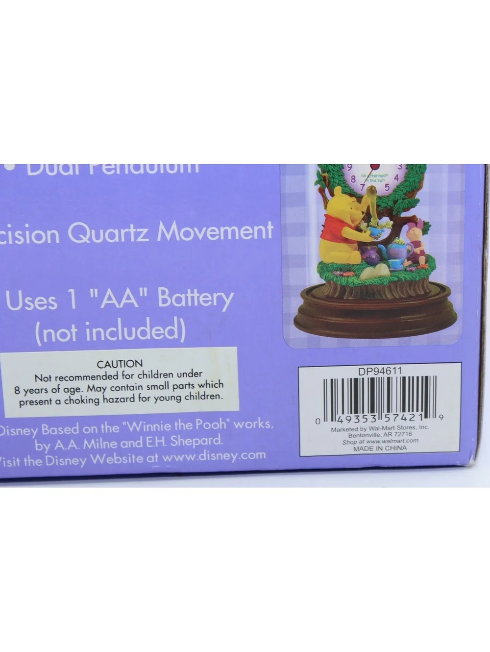 Disney Winnie Pooh Glass Dome Piglet Tree Pendulum Sculpted Anniversary Clock 9